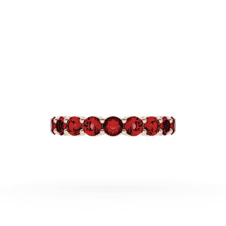 Round Cut Ruby Eternity Band in 14kt Rose Gold