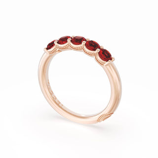 Round Cut Ruby Eternity Band in 14kt Rose Gold