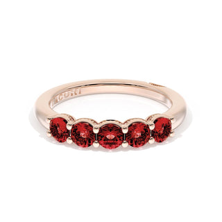 Round Cut Ruby Eternity Band in 14kt Rose Gold