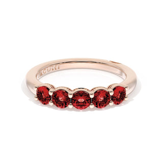 Round Cut Ruby Eternity Band in 14kt Rose Gold