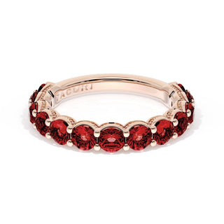 Round Cut Ruby Eternity Band in 14kt Rose Gold
