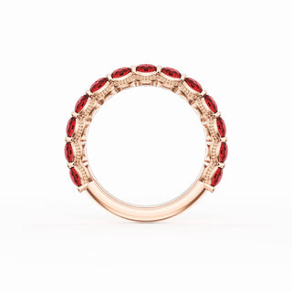 Round Cut Ruby Eternity Band in 14kt Rose Gold