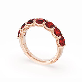 Round Cut Ruby Eternity Band in 14kt Rose Gold