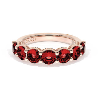 Round Cut Ruby Eternity Band in 14kt Rose Gold