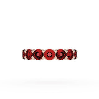 Round Cut Ruby Eternity Band in 14kt Rose Gold