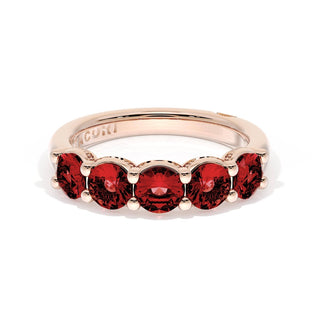 Round Cut Ruby Eternity Band in 14kt Rose Gold
