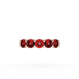 Round Cut Ruby Eternity Band in 14kt Rose Gold