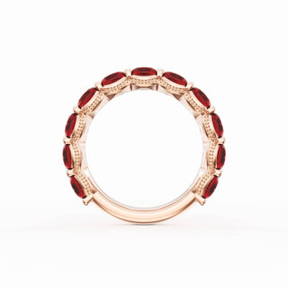 Round Cut Ruby Eternity Band in 14kt Rose Gold