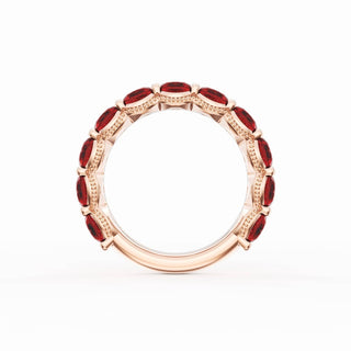 Round Cut Ruby Eternity Band in 14kt Rose Gold