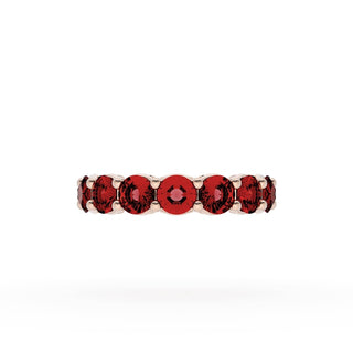 Round Cut Ruby Eternity Band in 14kt Rose Gold