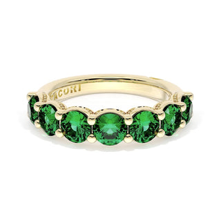 Round Cut Emerald Eternity Band in 14kt Yellow Gold