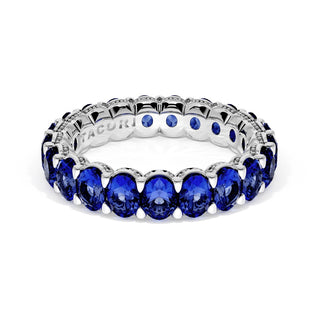 Oval Cut Blue Sapphire Eternity Band in 14kt White Gold