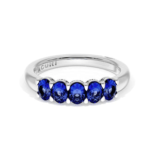 Oval Cut Blue Sapphire Eternity Band in 14kt White Gold