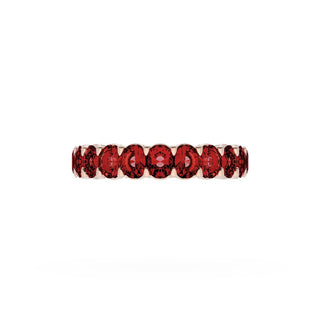 Oval Cut Ruby Eternity Band in 14kt Rose Gold