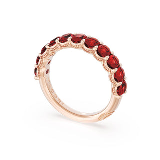Oval Cut Ruby Eternity Band in 14kt Rose Gold