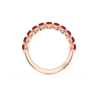 Oval Cut Ruby Eternity Band in 14kt Rose Gold