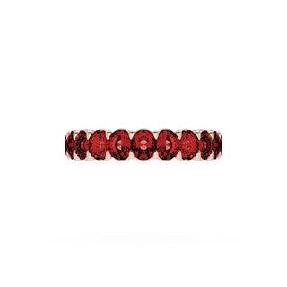 Oval Cut Ruby Eternity Band in 14kt Rose Gold