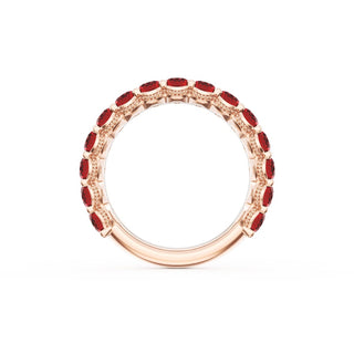 Oval Cut Ruby Eternity Band in 14kt Rose Gold