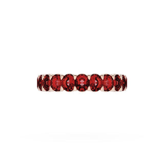 Oval Cut Ruby Eternity Band in 14kt Rose Gold