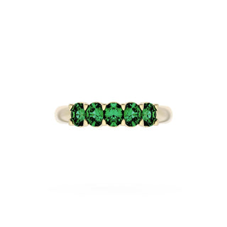 Oval Cut Emerald Eternity Band in 14kt Yellow Gold