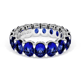 Oval Cut Blue Sapphire Eternity Band in 14kt White Gold