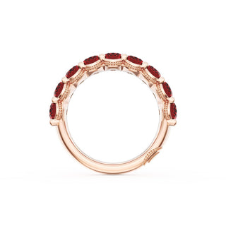 Oval Cut Ruby Eternity Band in 14kt Rose Gold