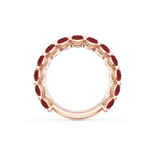 Oval Cut Ruby Eternity Band in 14kt Rose Gold