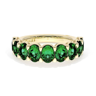 Oval Cut Emerald Eternity Band in 14kt Yellow Gold