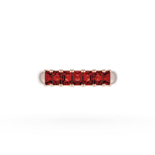 Emerald Cut Ruby Eternity Band in 14kt Rose Gold
