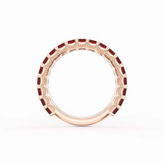 Emerald Cut Ruby Eternity Band in 14kt Rose Gold