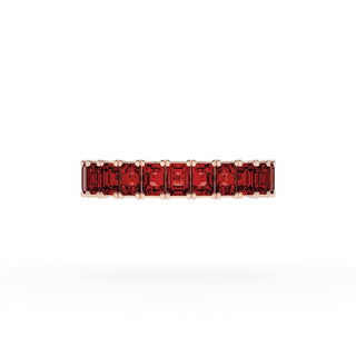 Emerald Cut Ruby Eternity Band in 14kt Rose Gold