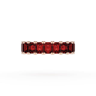 Emerald Cut Ruby Eternity Band in 14kt Rose Gold