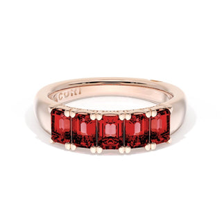 Emerald Cut Ruby Eternity Band in 14kt Rose Gold