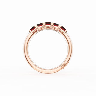 Emerald Cut Ruby Eternity Band in 14kt Rose Gold