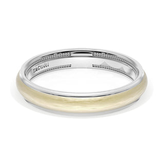 Rounded Brush Finish Wedding Band in Platinum & 14kt Yellow Gold