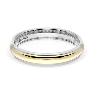 Rounded High Polish Finish Wedding Band in 14kt Rose Gold & 14kt White Gold