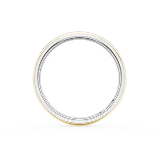 Rounded High Polish Finish Wedding Band in 14kt Rose Gold & 14kt White Gold