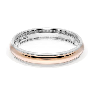 Rounded High Polish Finish Wedding Band in 14kt Rose Gold & 14kt White Gold