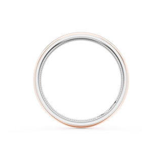 Rounded High Polish Finish Wedding Band in 14kt Rose Gold & 14kt White Gold
