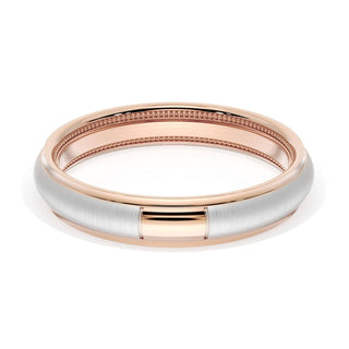 Rounded Satin Finish Wedding Band in 14kt Rose Gold & 14kt White Gold