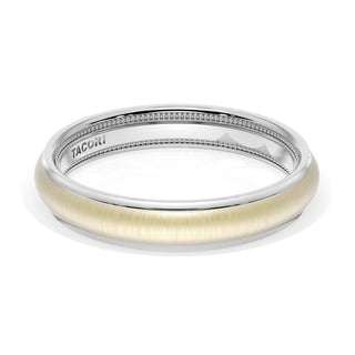 Rounded Satin Finish Wedding Band in 14kt White Gold & 14kt Yellow Gold