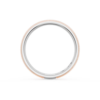 Rounded Satin Finish Wedding Band in 14kt Rose Gold & 14kt White Gold