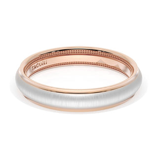 Rounded Satin Finish Wedding Band in 14kt Rose Gold & 14kt White Gold
