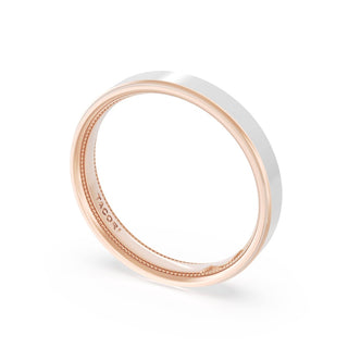 Flat High Polish Finish Wedding Band in 14kt Rose Gold & 14kt White Gold