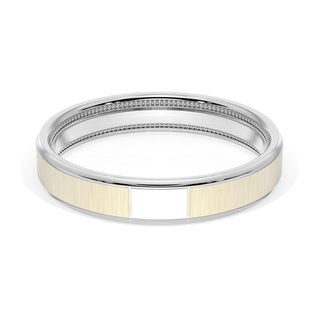 Flat Satin Finish Wedding Band in 14kt Rose Gold & 14kt White Gold