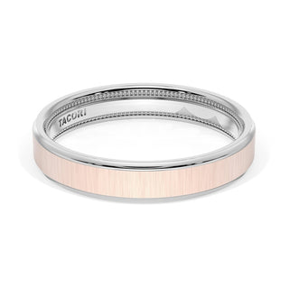 Flat Satin Finish Wedding Band in 14kt Rose Gold & 14kt White Gold
