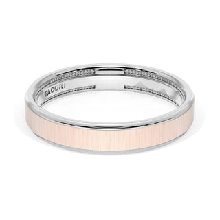 Flat Satin Finish Wedding Band in 14kt Rose Gold & 14kt White Gold