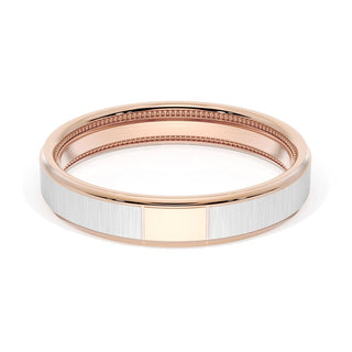 Flat Satin Finish Wedding Band in 14kt Rose Gold & 14kt White Gold