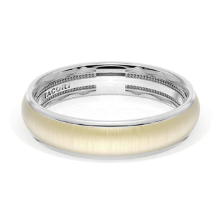 Rounded Satin Finish Wedding Band in 14kt White Gold & 14kt Yellow Gold