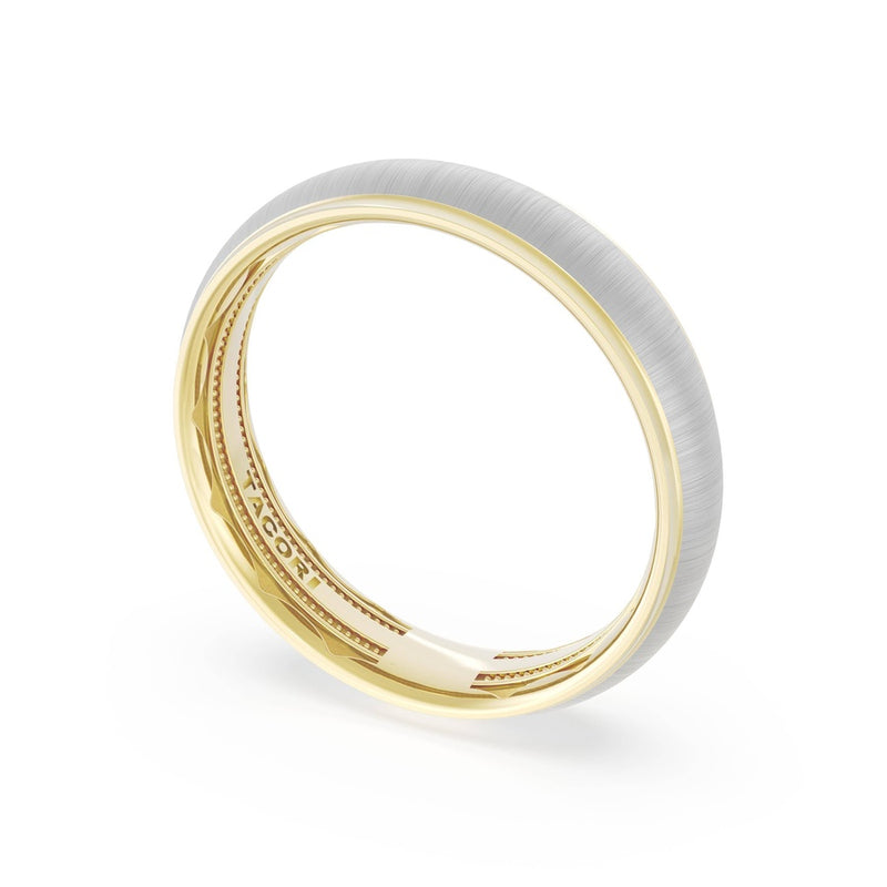 Rounded Satin Finish Wedding Band in 14kt Yellow Gold & 14kt White Gold